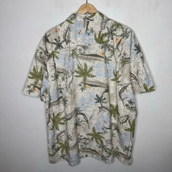 Columbia Swordfish Hawaiian Shirt Mens XXL Fish Button Up Collared Cotton Beach - Picture 8 of 14